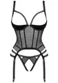 Obsessive Set: Bügel-BH Corsage mit Strumpfhalter und Ouvert-String - schwarz (2-tlg) transparent