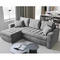 BroMARKT Ecksofa LUIS Schlaffunktion Bettkasten L-Form 238x148x88cm Hellgrau - Hellgrau