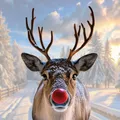 younikat Fensterbild Weihnachten Rentier I Rudolf mit roter Nase I statisch haftend I wiederverwendbar I dv1515
