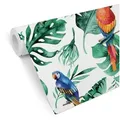 K&L Wall Art Mustertapete Schlafzimmer Papageien im Dschungel bunte Vliestapete Regenwald Vögel, Papageien Tapete bunt 0.48 m x 10.08 m