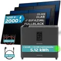 SUNNIVA® 2000W Balkonkraftwerk mit 5,12 kWh Speicher MARSTEK Jupiter C + Plus, 4x500W BIFAZIAL FULLBLACK komplett Steckdose, Solaranlage Solarspei...