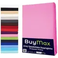 Buymax Spannbettlaken Wasserbett Spannbettlaken für Boxspringbetten Matratzen bis 35 cm Höhe, Jersey, Gummizug: Rundumgummi, (1 Stück), Spannbetttuch 97% Baumwolle, 3% Elasthan, atmungsaktiv, 40 cm Steghöhe rosa 180-200 cm x 200-220 cm