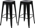 2er-Set Barhocker HWC-A73, Barstuhl Tresenhocker, Metall Industriedesign stapelbar schwarz
