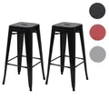 Mendler 2er-Set Barhocker HWC-A73, Barstuhl Tresenhocker, Metall Industriedesign stapelbar ~ Variantenangebo 70799