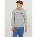 Jack & Jones Kapuzensweatshirt JJECORP Hoodie mit Logo und hohem Tragekomfort bedruckt, casual, regular fit, Baumwollmischung, Rundhals grau L (52)