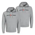 JACK & JONES 2er Pack Herren Hoodie Kapuzensweatshirt JJEcorp Old Logo Sweat Hood, Farbe:Grau, Artikel:- Light Grey Melange, Größe:L