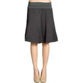 Caspar Faltenrock RO014 Damen Midi Leinenrock knielang mit figurfreundlichem Stretch Bund - Made in Italy grau M-L