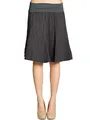 Caspar Damen Midi Sommer Leinenrock Knielang Sommerrock mit Stretch Bund - RO014, Farbe:dunkelgrau, Mode Größe:M-L