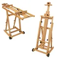 Paintersisters® Atelier-Staffelei 131, teilweise vormontiert – schneller Aufbau, waagerecht und senkrecht malen, Keilrahmen bis 195 cm, Studio-Staffelei aus massivem Buchenholz FSC®, Holzstaffelei