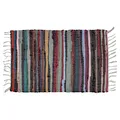 MARRAKESCH Teppich Läufer handgewebt Callum Bunt Cotton Rug klein 50x90 cm | Boho Streifen Teppiche aus Baumwolle mit Fransen | Fußmatte Vorleger | Wohnzimmer, Küche, Flur