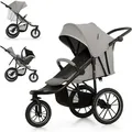Kinderkraft HELSI 2 - geländegängiger Kinderwagen - bis 27 kg - 3 aufblasbare Räder - verstellbare Rückenlehne - TRAVEL SYSTEM - großer Korb -... - Grau