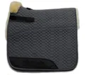 Engel Reitsport | SCHABRA1-D-GRA-MED | Schabracke | Steppstoff | Lammfell im Sattelbereich | Half Lined | Fellkranz vorne | Dressur | Stoff grau Fell med.