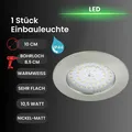 Briloner Möbeleinbauleuchte nickel matt LED 1000 Lumen 10,5W Warmweiß IP44