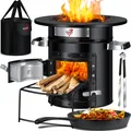 KESSER Feuerstelle, Raketenofen aus Gusseisen mit Tragetasche Dutch Oven BBQ Holzofen, schwarz