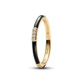 PANDORA Me Schwarze Emaille & Steine Ring aus Sterling Silber mit vergoldeter Metalllegierung und Zirkonia, Größe: 52, 163686C01-52