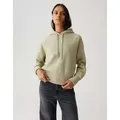 OPUS Hoodie GESIKA aus French Terry Sweatware überschnittene Schulter mit 3/4 Arm, Melangé-Effekt grün 38