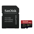 SanDisk Extreme PRO microSDHC UHS-I Speicherkarte 32 GB + Adapter & RescuePRO Deluxe (Für Smartphones, Actionkameras oder Drohnen, A1, Class 10, V30, U3, 100 MB/s Übertragung)