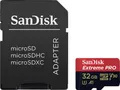 SanDisk Extreme Pro microSDHC-Karte 32 GB Class 10, UHS-I, UHS-Class 3, v30 Video Speed Class inkl. SD-Adapter, A1-Leistungsstandard