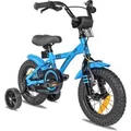 PROMETHEUS BIKES Kinderfahrrad 12 Zoll ab 3 Jahre mit Stützrädern und Rücktrittbremse Blau