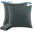Kissenbezug 80x80cm Anthrazit 2er Set Mikrofaser mit Reißverschluss ÖKO-TEX