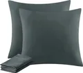 Kissenbezug 80x80 cm 2er Set Anthrazit Mikrofaser mit Reißverschluss