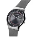 Bering Slim Radio Controlled Herren Armbanduhr Uhr in grau metallic poiert
