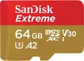 SanDisk micro SDXC karta 64GB Extreme Action Cams and Drones (170 MB/s Class 10, UHS-I U3 V30) + adaptér (SDSQXAH-064G-GN6AA)