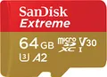 SanDisk Extreme microSDXC UHS-I Speicherkarte 64 GB für Actioncams und Drohnen + Adapter + RescuePRO Deluxe (bis zu 170 MB/s, A2, Class 10, U3, V30)