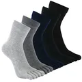 TEENLOVEME Herren Zehensocken Baumwolle Männer Five Fingers Socken Sport laufende Zehe Socken, Schwarz