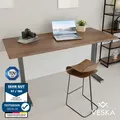Höhenverstellbarer Schreibtisch (140 x 70 cm) - Sitz- & Stehpult - Bürotisch Elektrisch Höhenverstellbar mit Touchscreen & Stahlfüßen - Anthra... - Grau/Braun