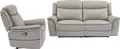 3-Sitzer Sofa und Sessel mit elektrischer Relaxfunktion in hellgrauem Leder - ADELIO