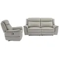 Vente-Unique Couchgarnitur, Hellgrau, Leder, Uni, 4-Sitzer, Quadratisch, 105x102x95 cm, Wohnzimmer, Sofas & Couches, Sitzgarnituren