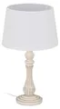 Relaxdays Tischlampe Landhausstil, E14 Fassung, Stoff & Holz, Wohn- & Schlafzimmer, Nachttischlampe, HxD: 47x27 cm, weiß