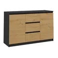 CDF Kommode Anthrazit Artisan 2 Türen 3 Schubladen Komode & Sideboards Schubladenkommode Sideboard 75 cm Hoch Wohnzimmer Komodenschrank 40x120x75 für Schlafzimmer Arbeitszimmer Flur Schubladenschrank