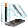 Spigen Glas.tR EZ Fit Schutzfolie kompatibel mit iPhone 15 Pro Max, 2 Stück, Kratzfest, 9H Härte Folie