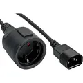InLine Kaltgeräte C14 auf Schutzkontakt Buchse Netz Adapter Kabel für USV (1m) schwarz