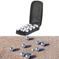 PEARL Boule- & Boccia-Spiel: 8 Metall-, 1 Holz-Kugel, Abstandsmesser, Tasche