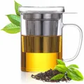Dimono Teeglas Dimono Teeglas 450 ml mit Sieb & Deckel – Glas Teebereiter Deluxe, Tee-Filter Tasse mit Deckel