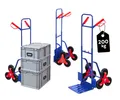 PROREGAL Treppensackkarre Odin | HxBxT 111x60x43cm | Tragkraft 200kg | Hartgummi-Bereifung | Stahlrahmen | Blau | Transportkarre Staplerkarre klappbar