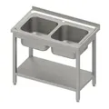 Stalgast Spültisch Grundboden Tiefe 600mm, zwei Becken, Edelstahl DST10653A , Maße: (B x T x H) 1000 x 600 x 850 mm, Selbstmontage
