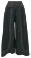 GURU SHOP Palazzohose, Hosenrock, Bedruckte Natürliche Boho Schlaghose, Sommerhose - Schwarz, Damen, Size:S