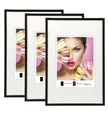 IDEAL TREND Bilderrahmen 2er 3er 5er Pack Photo Style Set Bilderrahmen Wanddeko Collage Poster, für 3 Bilder (3 St), Hochwertiger Kunststoffrahmen halbrunde Leiste Echtglas MDF-Rückwand
