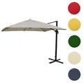 Gastronomie-Ampelschirm HWC-A96, Sonnenschirm, 3x4m (Ø5m) Polyester/Alu 26kg ~ creme-grau ohne Ständer, drehbar
