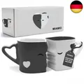 MIAMIO - Kaffeetassen/Küssende Tassen Set Geschenke für Frauen/Geschenke für Mä