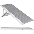 Relaxdays Hunderampe Kiefernholz Grau Weiß Höhenverstellbar Klappbar Rutschfest 43,5 cm x 100 cm x 5,5 cm 4,5 kg