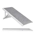 Relaxdays Hunderampe, höhenverstellbar 38–43 cm, klappbar, rutschfest, Holz, 35 kg, Hundetreppe Bett & Sofa, grau/weiß