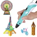Wisam® 3D Drucker Stift Set Blau für Kinder Erwachsene mit 3 Farben PLA Filament