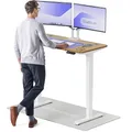 Desktronic Höhenverstellbarer Schreibtisch aus massivem Eichenholz (120x60cm) – Elektrisch höhenverstellbar mit flüsterleisem Dual-Motor & Touchscreen – Hohe Tragfähigkeit – Stehtisch HomePro