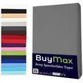 Buymax Spannbettlaken Topper, Spannbetttuch für Topper bis 12 cm Höhe, 100% Baumwolle Jersey, Jersey, Gummizug: Rundumgummi, (1 Stück), Pflegeleicht und Atmungsaktiv, in Verschiedenen Farben und Größen grau 140 cm x 200 cm