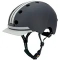 Melon Fahrradhelm E-Series Highway mit Vorder- und Rücklicht, super leicht, Magnetverschluss, größenverstellbar, mehr als 50 Designs silberfarben M-L (52cm – 58cm)